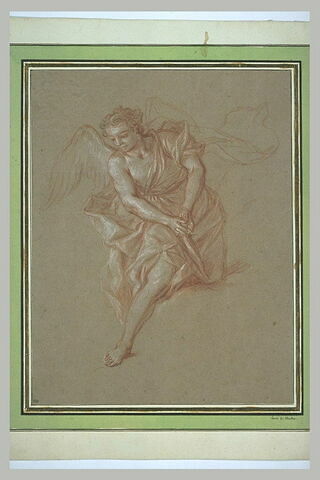 Etude d'une figure d'ange priant, penché et regardant en bas vers la gauche, image 2/2