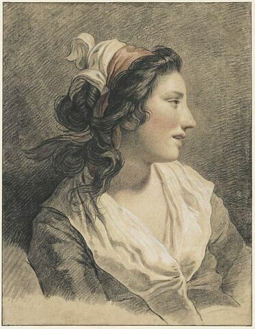 Buste de jeune femme, de profil, image 1/2