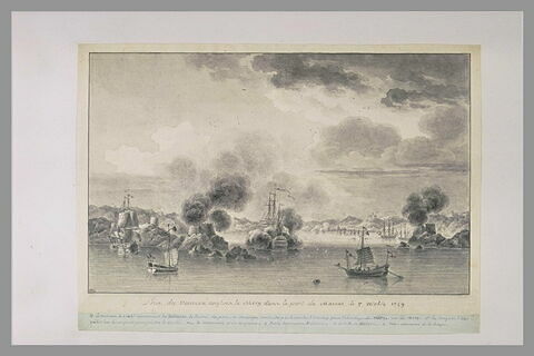Prise du vaisseau le Merry dans le port de Mascat, le 5 octobre 1759