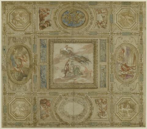Projet de plafond avec l'histoire de Promethée et le chiffre d'Henri IV, image 1/2