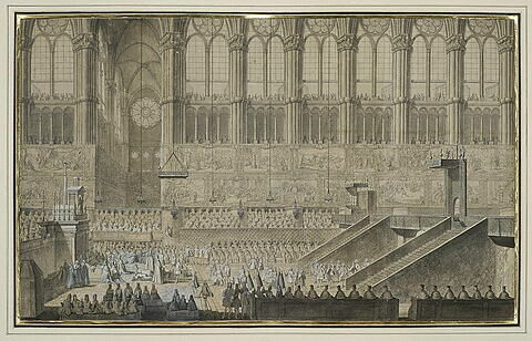 Le roi Louis XV prosterné devant l'autel, le jour de son Sacre