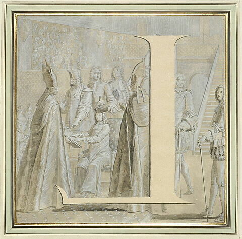 La lettre L, inversée, dans la scène du Jurement de Louis XV