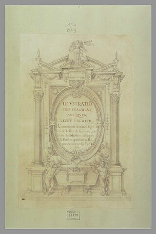 Frontispice du premier livre en forme de monument de style Renaissance, image 1/1