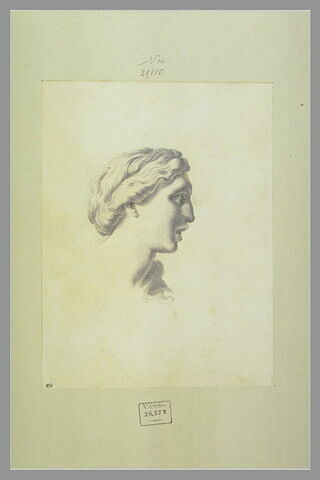 Tête de femme, d'après l'antique, de profil vers la droite, image 1/1