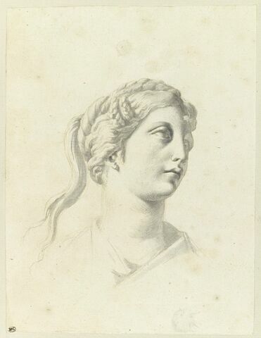 Tête de femme, d'après l'antique, chevelure nattée, de profil, image 1/2
