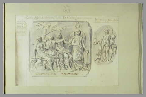 Deux bas-reliefs : Les Grâces et Mnémocyne; Bacchus
