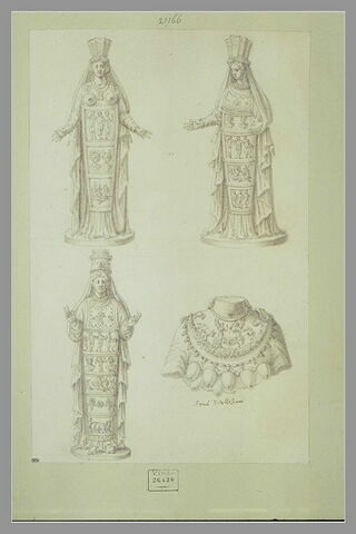 Trois statues et un buste mutilé de Cybèle