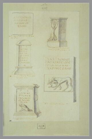 Une inscription grecque et trois monuments funéraires, image 1/1