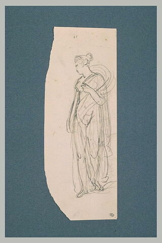 Une femme drapée à l'antique la tête de profil et la main sur la poitrine, image 2/2