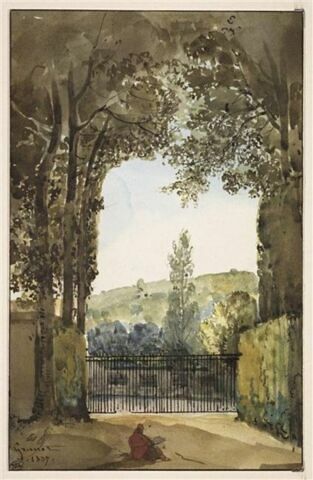 La grille du parc de Versailles ouvrant sur la route, 1837, image 1/2