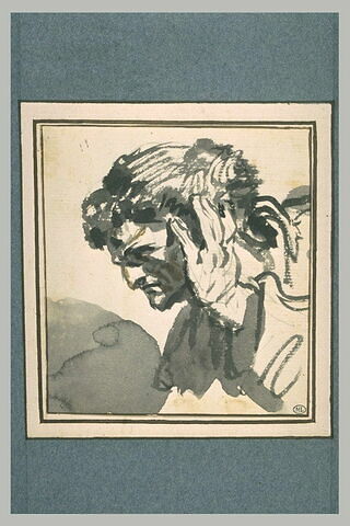 Tête d'homme, vu de profil, tournée vers la gauche, image 1/1