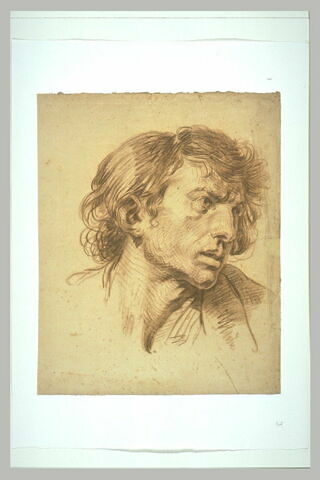 Tête d'homme de trois quarts, tournée vers la droite, image 2/2