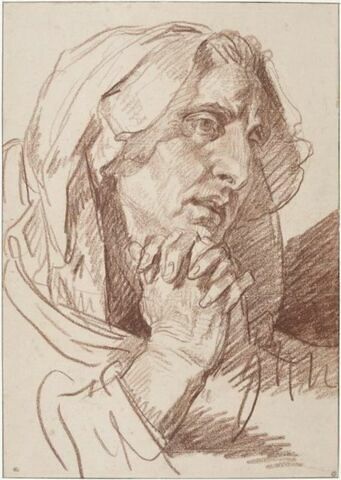 Tête d'une femme agée, les mains jointes sous le menton, image 3/3