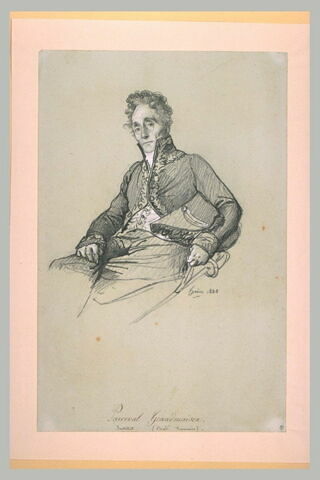 M. Parceval-Grandmaison, de l'Institut, assis, en costume d'académicien, image 1/1