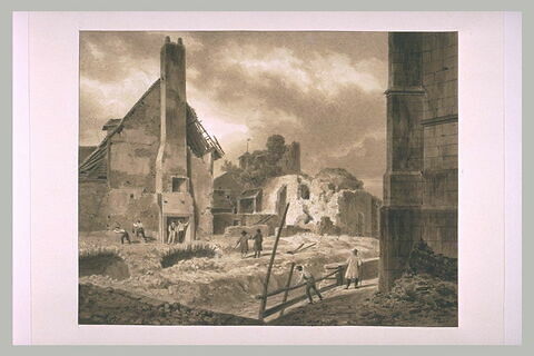 Démolition de la rue Saint Laurent à Eu, en 1845
