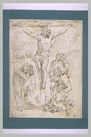 Jésus sur la Croix pleuré par les Saintes Femmes ; quatre figures