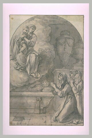 Apparition de la Vierge à l'Enfant à trois religieuses près d'un tombeau, image 2/2