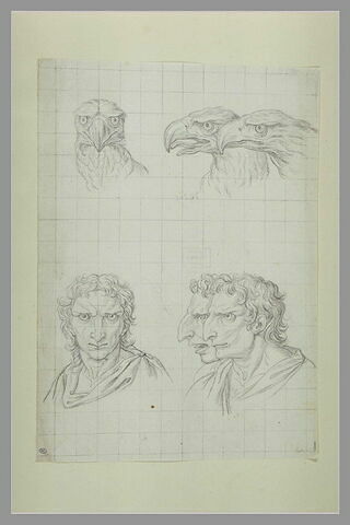 Trois têtes d'aigles et trois têtes d'hommes en relation avec l'aigle, image 2/2