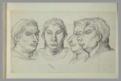 Quatre têtes d'hommes en relation avec le cochon et le sanglier, image 2/2