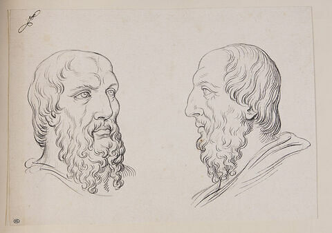 Deux têtes de philosophe antique dites de Démosthène