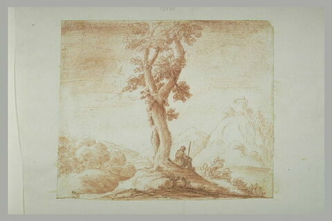 Paysage avec une figure assise au pied d'un arbre