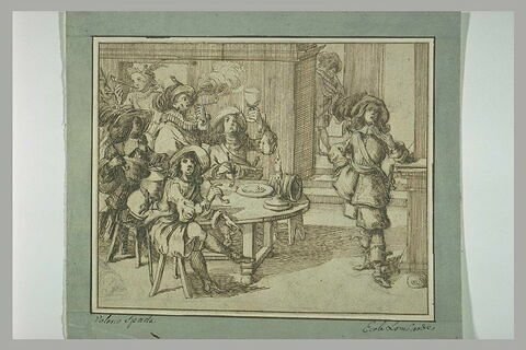 Soldats buvant et fumant dans une taverne, image 1/1