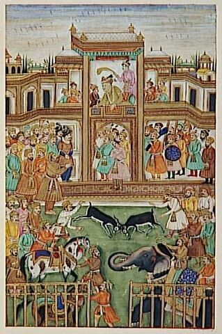 Combat d'antilopes ou de daims en présence de l'empereur Akbar