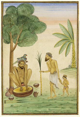 Paysan indien en train d'extraire du jus de canne à sucre, image 1/1