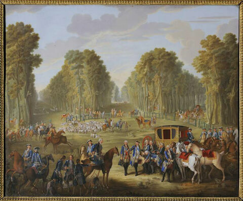 Les Chasses de Louis XVI : Le Rendez-vous au Carrefour du Puits du Roi en forêt de Compiègne, image 1/1