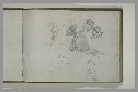 Trois hommes couverts d'un chapeau vue de dessus et caricatures, image 2/2