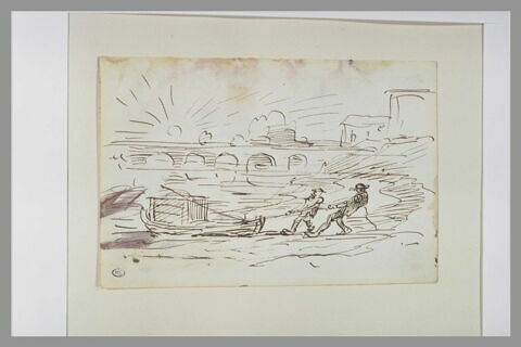 Deux hommes tirant le Botin sur la rive, image 2/2