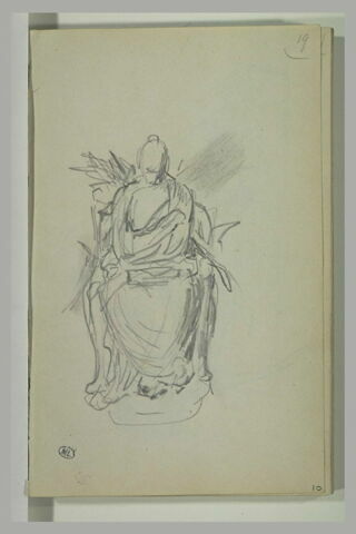 Femme assise, de face, tête baissée, étude de sculpture, image 2/2