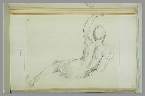 Etude de femme nue, étendue, vue de dos
