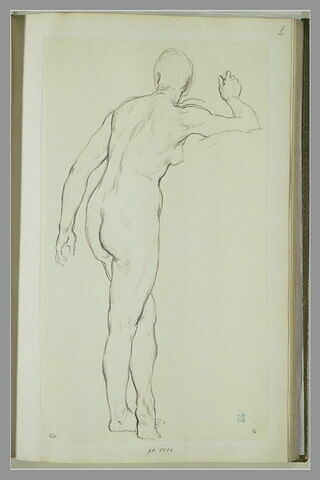 Etude de femme nue, debout, vue de dos, légèrement tournée vers la droite, image 1/1