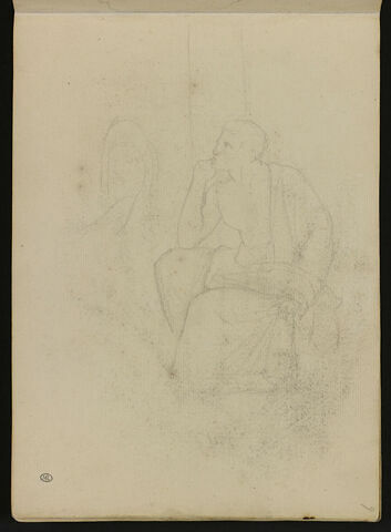 Homme drapé à l'antique, assis, et visage, image 1/2
