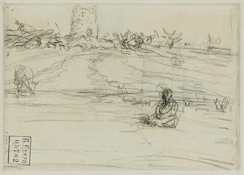 Bergère dans un pré et un mouton, image 1/2