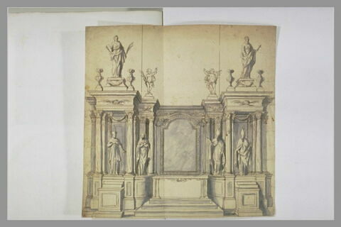 Projet de chapelle avec retable architecturé d'ordre composite, image 2/2