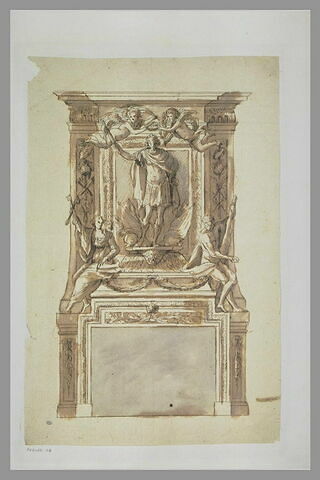 Cheminée monumentale avec groupe sculpté à la gloire d'un roi de France, image 2/2