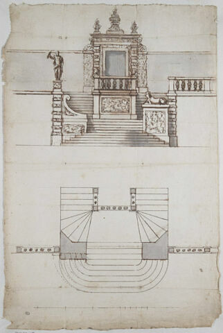 Projet d'escalier extérieur, élévation et plan, image 1/2