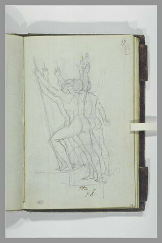 Trois hommes nus, gravissant des marches, image 2/2