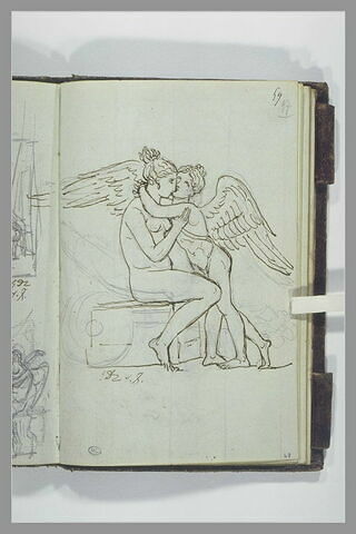 Jeune fille nue, assise, serrant dans ses bras un jeune amour, image 3/3