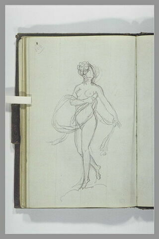 Femme nue, debout, de face, la tête tournée vers la droite, image 2/2