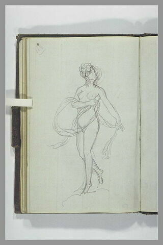 Femme nue, debout, de face, la tête tournée vers la droite, image 2/2