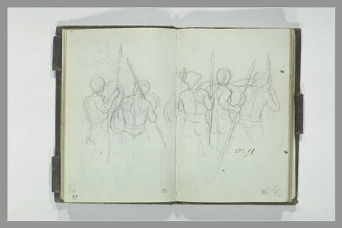 Etudes d'hommes nus, casqués, vus de dos, image 2/4