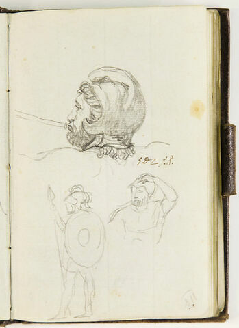 Tête d'homme coiffé d'un bonnet ; guerrier ; homme vu en buste, image 1/2