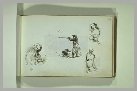 Chasseur, homme barbu, et deux autres figures, image 1/1