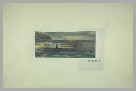 Silhouette d'un voilier, sur la mer, au soleil couchant, image 1/1