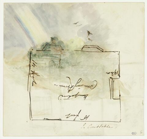 Plan schématique de la "drawing room" de Constable à Hampstead, avec un arc-en-ciel