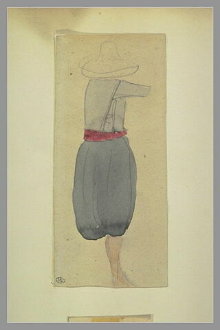 Homme de dos coiffé d'un grand chapeau, image 1/1
