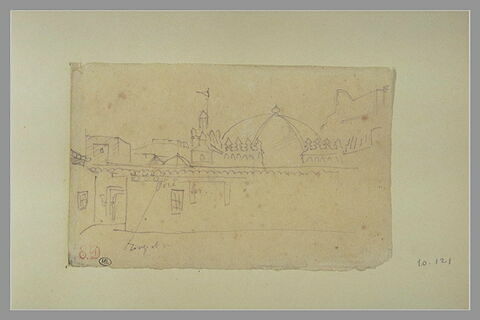 Grand mur ; au-delà, des maisons arabes et une coupole, image 1/1